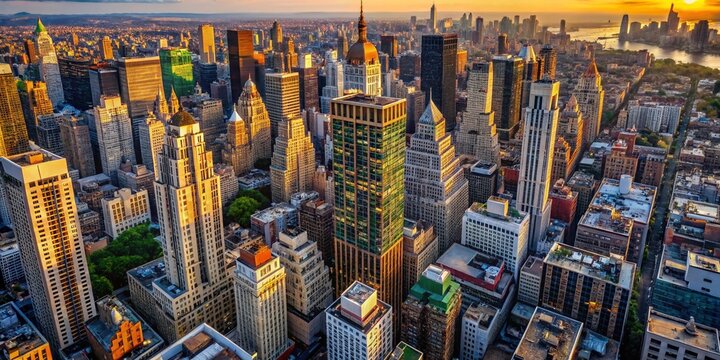 Iconic New York City Building at 745 7th Avenue Capturing Urban Architecture and Vibrant Life