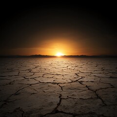 A stunning sunset over a cracked, arid landscape, showcasing nature's beauty and resilience in a dry environment.