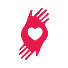 Heart handshake icon. Shaking hands with love. Business deal symbol. Vector illustration flat design. Isolated on white background.