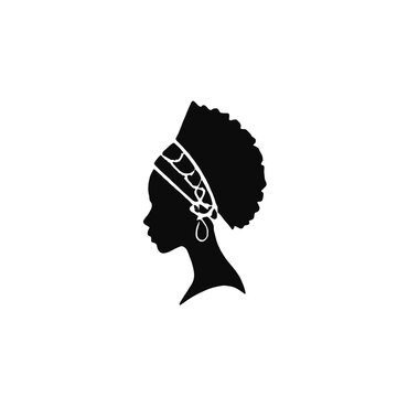recommend clip art: A black silhouette of a woman's profile wearing a headdress or crown 