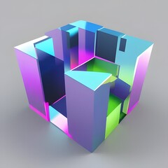 Fototapeta premium Holo abstract 3D shapes and 3D holographic elements or 3d holographic liquid shape amp gradient shap