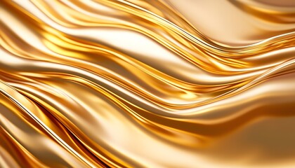 Elegant golden fabric texture with smooth flowing waves, perfect for backgrounds and design projects.