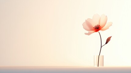 Fototapeta premium A minimalist illustration of a single flower illuminated by a soft light, creating a sense of beauty and tranquility.