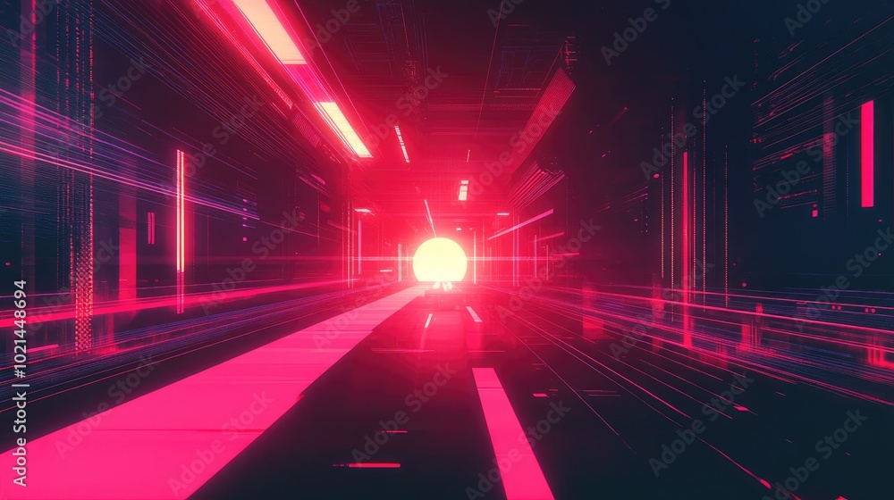 Poster abstract neon light glowing dusty messy lines background retro futuristic speed motion bright colore