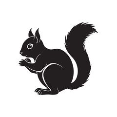 squirrel silhouette vector, black and white silhouette, vector and illustration, isolated on white background