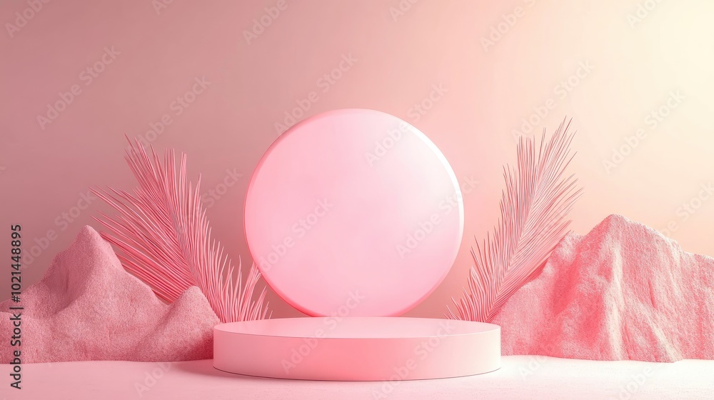 Poster Abstract pink geometric background modern minimalist mockup for podium display or showcase 3D rendering