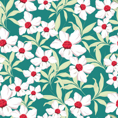 Beautiful pattern with flowers and leaf. Floral vector illustration