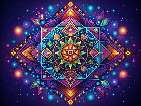 Intricate Glyth Design with Geometric Patterns in Vibrant Colors for Creative Digital Projects