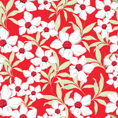 Beautiful pattern with flowers and leaf. Floral vector illustration
