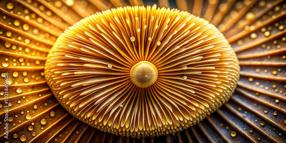 Poster intricate golden teacher spore print displaying unique patterns and natural fungal textures on paper