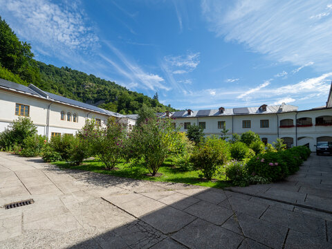 Inner courtyard of Bistrita Monastery, Valcea county, Romania