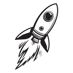 Rocket science outline icon, Cute Rocket for kids' storytelling vector illustration Isolated on white background