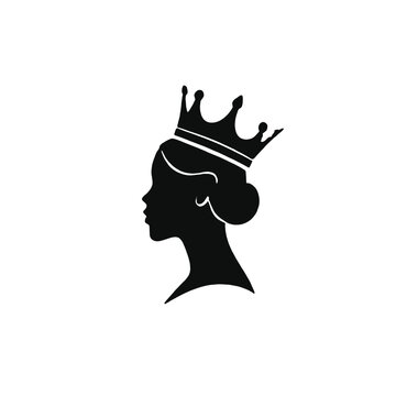 recommend clip art: A black silhouette of a woman's profile wearing a headdress or crown 