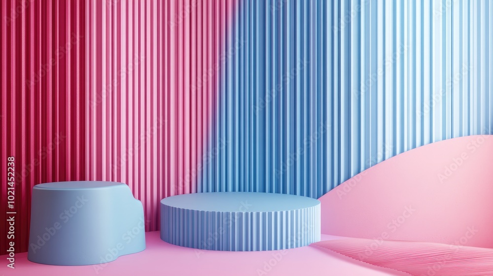 Aufkleber Abstract pastel geometric shapes background modern minimalist mockup for podium display or showcase 3D rendering