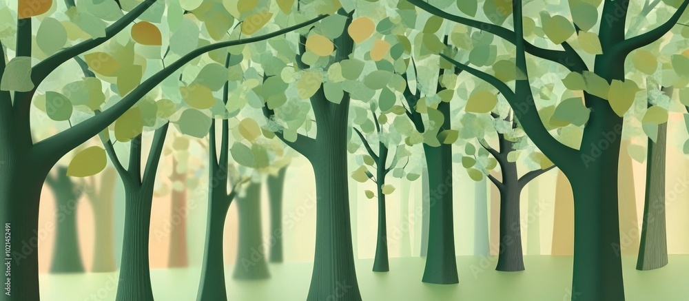 Poster bokeh of green trees