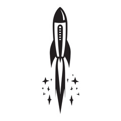 Rocket science outline icon, Cute Rocket for kids' storytelling vector illustration Isolated on white background