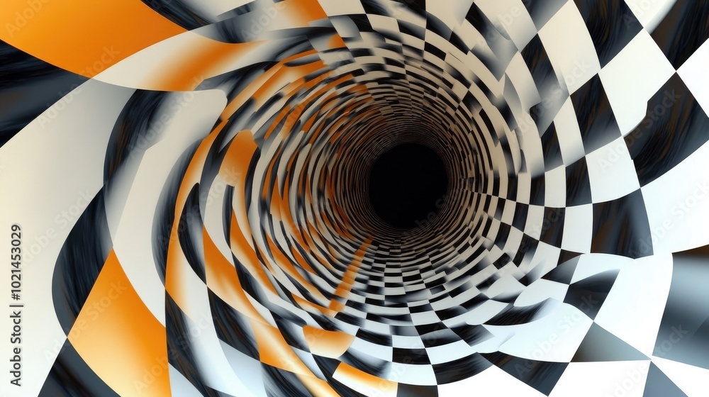 Poster Abstract painting featuring a stretch ceiling decoration and wallpaper design with a checkered pattern creating a high resolution optical illusion effect