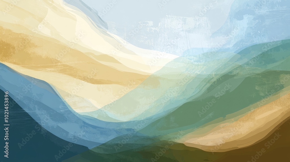 Poster abstract brush stroke effect vector design featuring a gradient of blue green brown and beige for a 