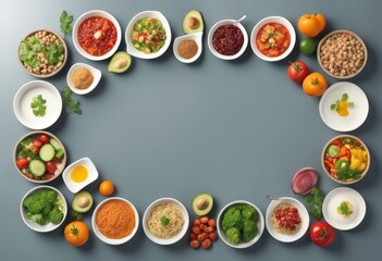 Selection of healthy food. Superfoods, various fruits and assorted berries, nuts and seeds world health day no diseases be healthy concept copyspace 300dpi