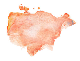 A vibrant splash of warm coral watercolor, blending soft hues and abstract shapes, evokes creativity and inspiration in artistic expression