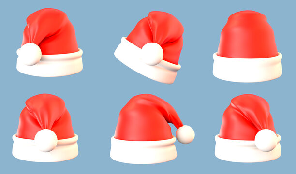 Set de icono 3D de gorro navide&ntilde;o. Ideal para proyectos de dise&ntilde;o, presentaciones o sitio web. 