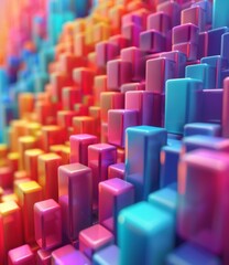 Fototapeta premium Colorful 3D Cubes with a Gradient Background