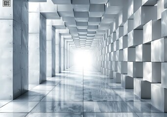 Futuristic Sci-Fi Corridor With Bright Light At The End Of The Tunnel
