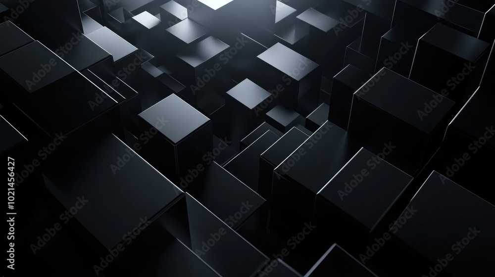 Aufkleber 3d rendering of a dark abstract geometric architecture background ideal for advertising design showr