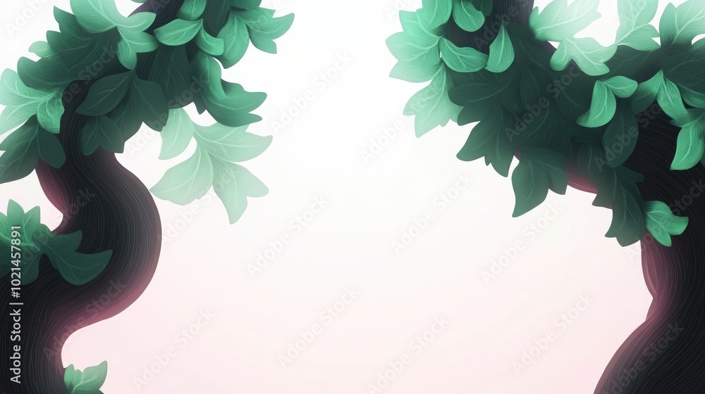 Poster branches of two conifer trees intertwined