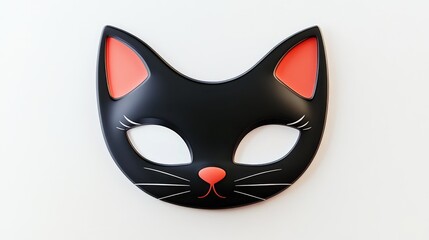 2D cartoon style cat mask on a white background showcasing a playful and whimsical design