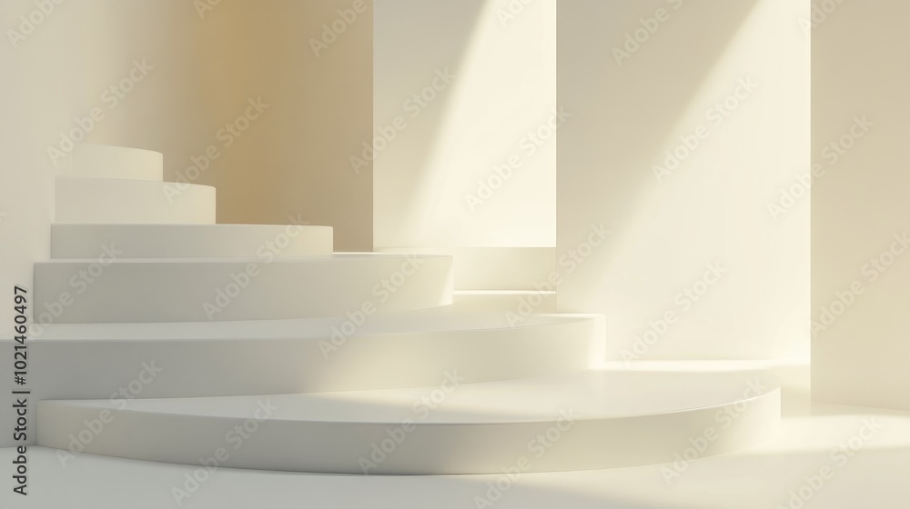 Aufkleber 3D background with white podiums Podium setting Abstract minimalistic scene