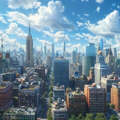 Fototapeta premium Cityscape of New York Skyline Illustration