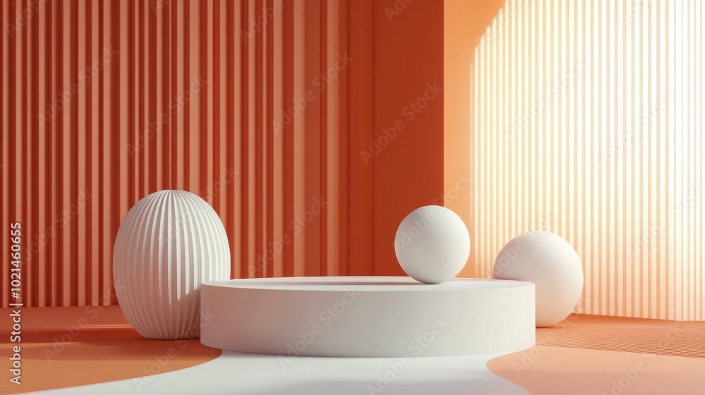 Aufkleber Abstract geometric shapes background with a minimalist podium mock up scene 3D rendering