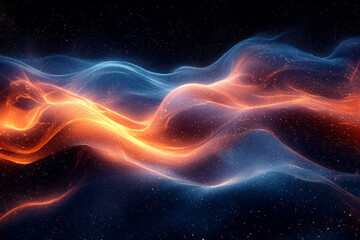 Obraz premium Abstract gradient dunes with flowing lines of vibrant orange and blue,