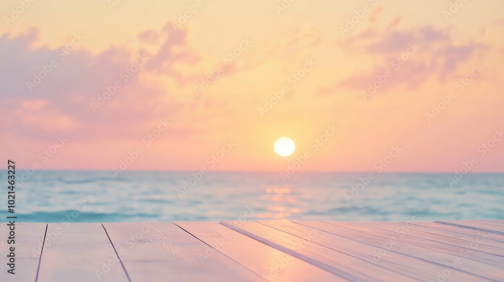 Poster blurred pastel gradient sunset background with soft nature at sunrise serene beach view with a resor