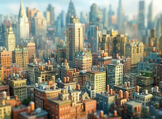 Obraz premium Stylized Cityscape Illustration of a Busy Urban Area
