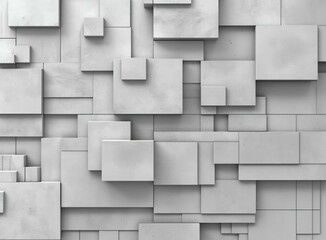 3D rendering of a concrete wall with protruding blocks