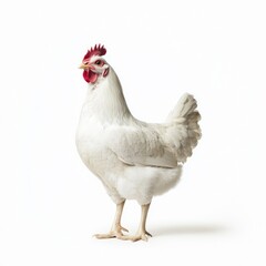 Fototapeta premium white hen isolated on white, studio shot