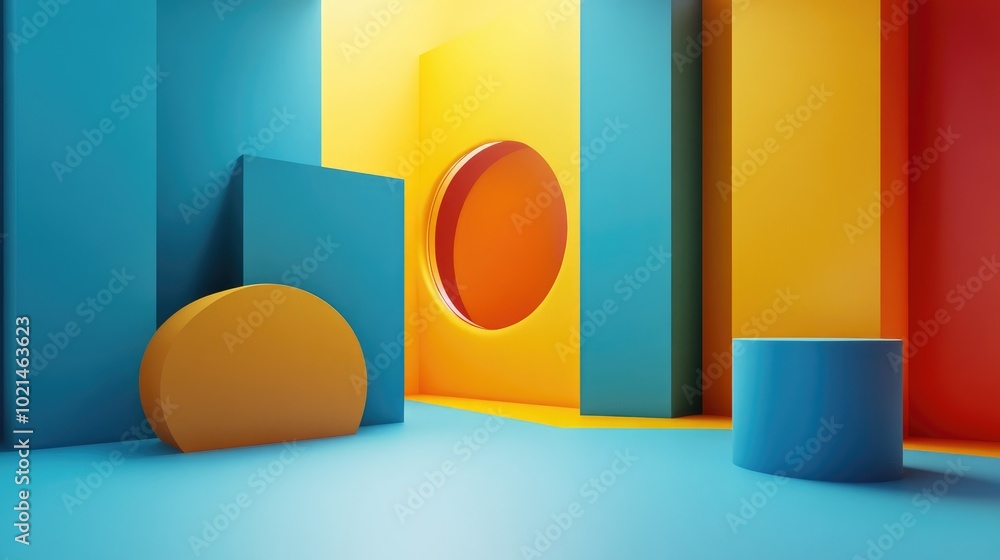 Aufkleber Abstract geometric shape background modern minimalist mockup for display or showcase 3D rendering