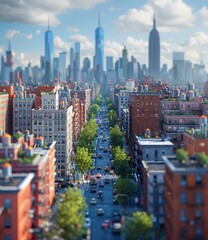 New York City Street View Illustration