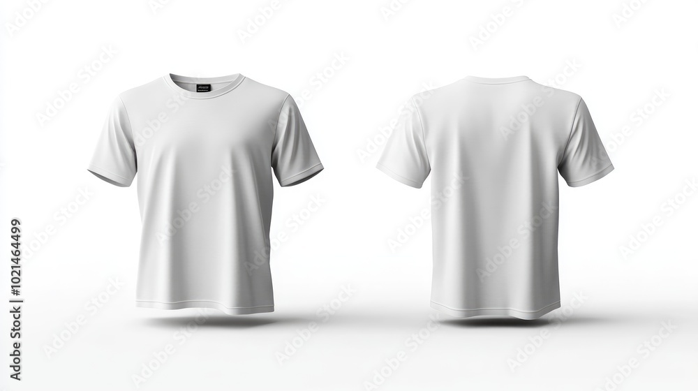 Aufkleber blank white t shirt mockup displayed flat with front and back views 3d rendering casual cotton t shi