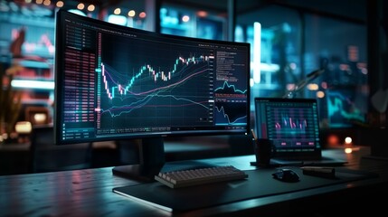 A computer screen with a lot of data on it about the stock market.