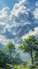Obraz premium Majestic Mountain Scenery with Lush Vegetation