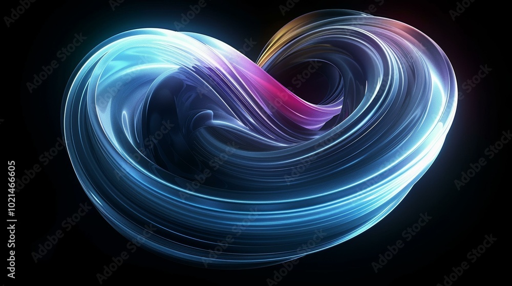 Poster colorful 3d rendering of a twisted shape resembling an infinity symbol