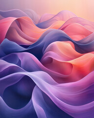 Obraz premium An abstract design with smooth flowing waves in delicate pastel hues of pink and lavender,