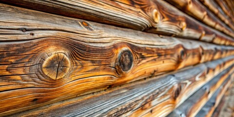 Fototapeta premium A rustic wooden wall with weathered planks and knots, showcasing the beauty of natural woodgrain patterns