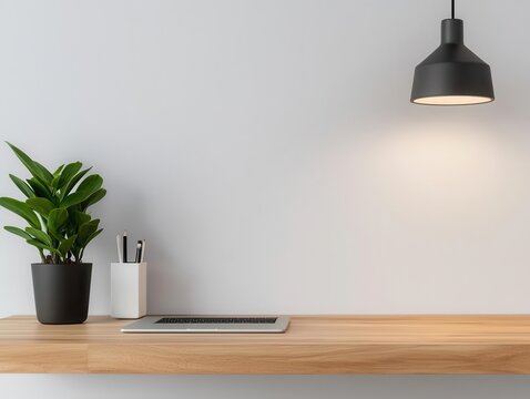 Detailed design of a modern home office with task lighting and built-in desk lamps, home office lighting, functional design