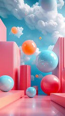 Abstract 3D Colorful Geometric Shapes Display