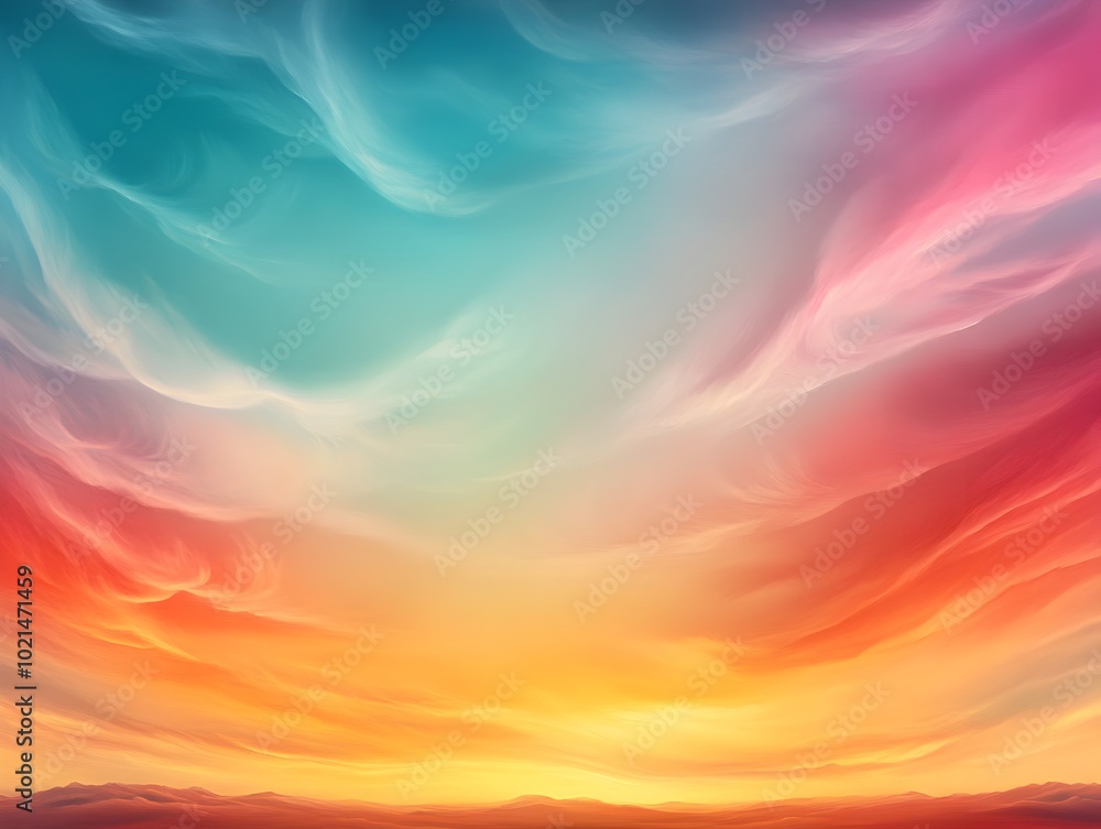 Aufkleber mesmerizing dusk sky ablaze with vibrant hues and mystical wispy clouds creating a captivating encha