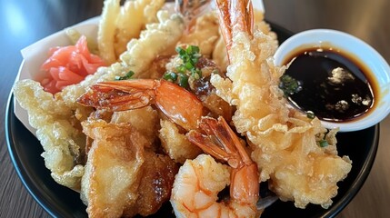 Fresh Tempura Seafood and Vegetables Dish